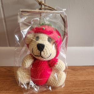 Handmade Crochet Pink Strawberry Bear